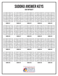 Sudoku Answer Keys 21-40