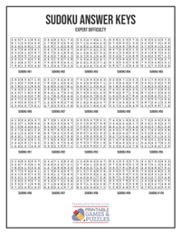 Sudoku Answer Keys 81-100