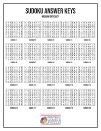 Sudoku Answer Keys 1-20