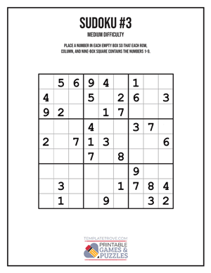 Sudoku Printable Puzzles