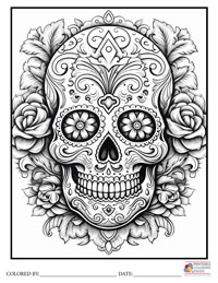 Sugar Skulls Coloring Pages for Adults 10 - Colored By