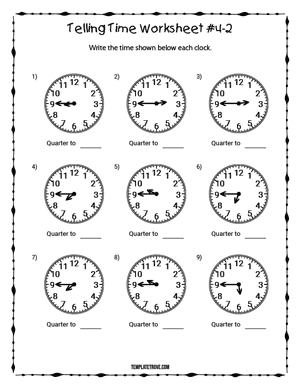 Telling Time Worksheet #4-2