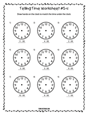 Telling Time Worksheet #5-4