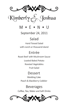 Wedding Menu Templates