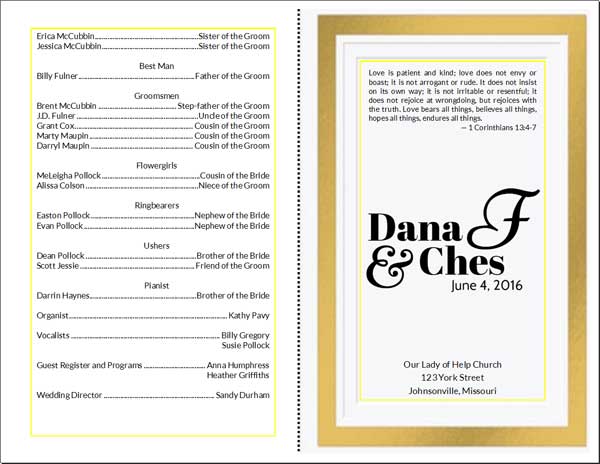 Do It Yourself Wedding Program Cards