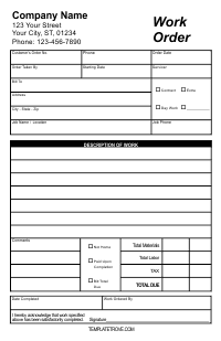 Work Order Form