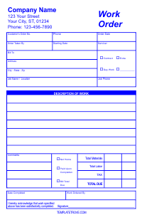 Work Order Form - Blue
