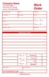 Work Order Form - Red